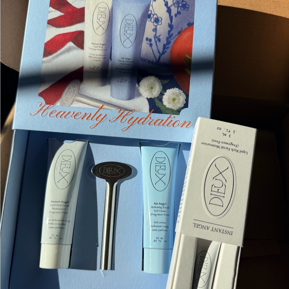 Dieux Skincare Set with Blue and White Tubes